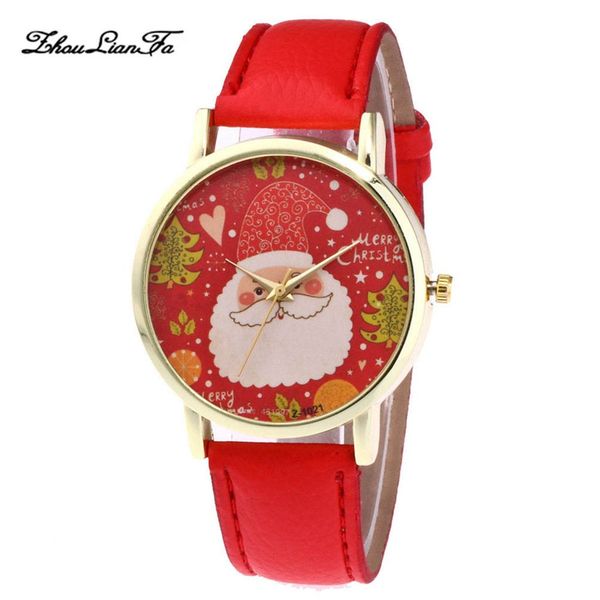 

genboli new christmas pattern leather band quartz watches pu leather strap round dial quartz watches for ladies, Slivery;brown