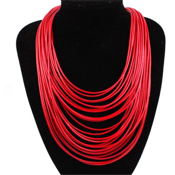 

fashion women multicolor necklace multilayer rope bohemia statement jewelry long necklace for women 3l5002, Silver