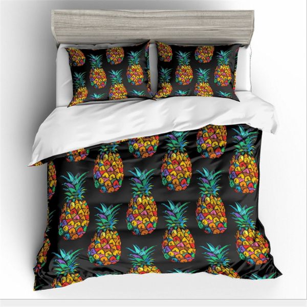 Coloured Pineapple Bedding Set Digital Printing Duvet Cover Set
