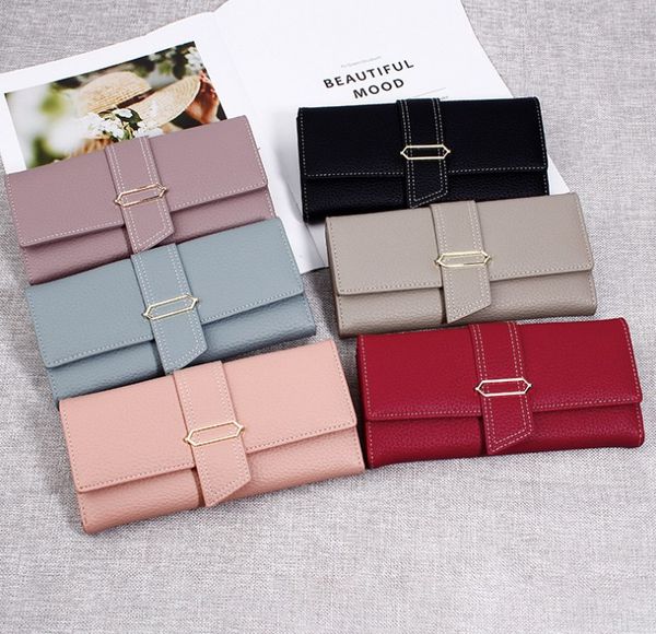 

rectangle fashionable leisure lady card bag pu pocket money wallet mobile wallet long coin purses card holders wallets a06, Red;black