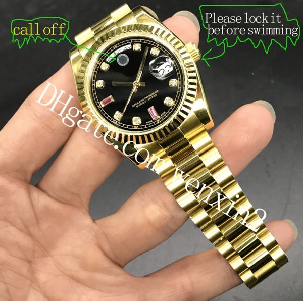 

4 color 18k gold pre ident day date cy tal men watche automatic mechanical movement diamond male wri t watch tainle teel