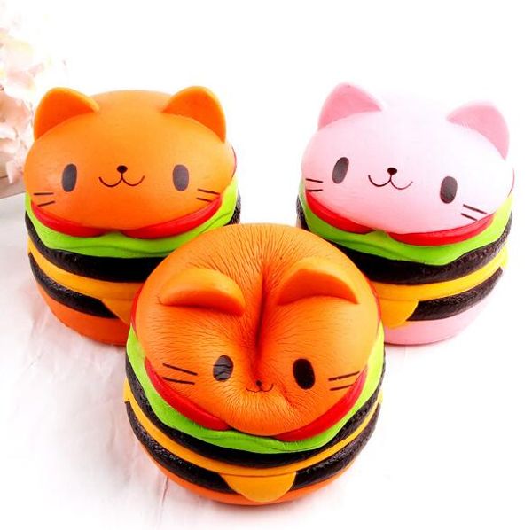 

2018 new simulation squishy slow rebound toy pu simulation burger cat decompression bread toy gift ing