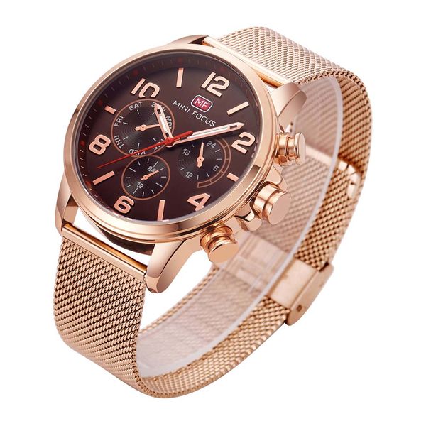 

bofute male watches business watch quartz watches japanese movement noctilucent waterproof fake three eyes 0001g, Slivery;brown