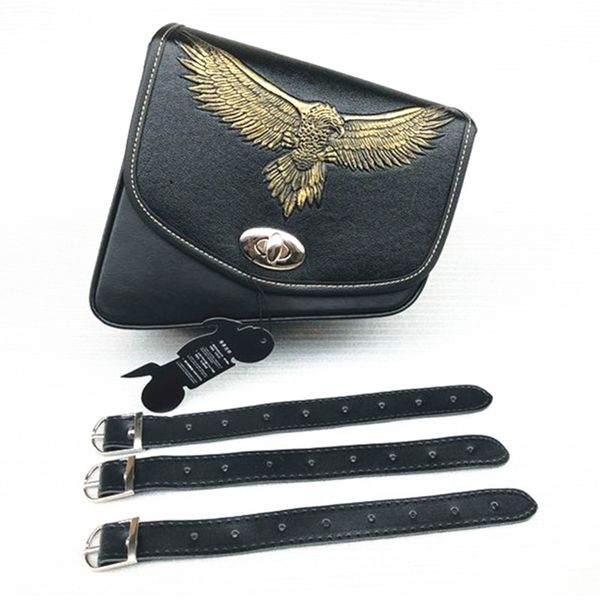 

universal black pu leathe eagle saddle bag right side saddlebag cruiser chopper cafe racer atv motorcycle