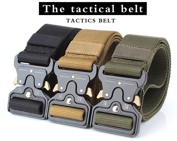 

factory wholesale 4.5cm multifunctional army training tactical cs outdoor nylon belt can be customized logo, Black;green