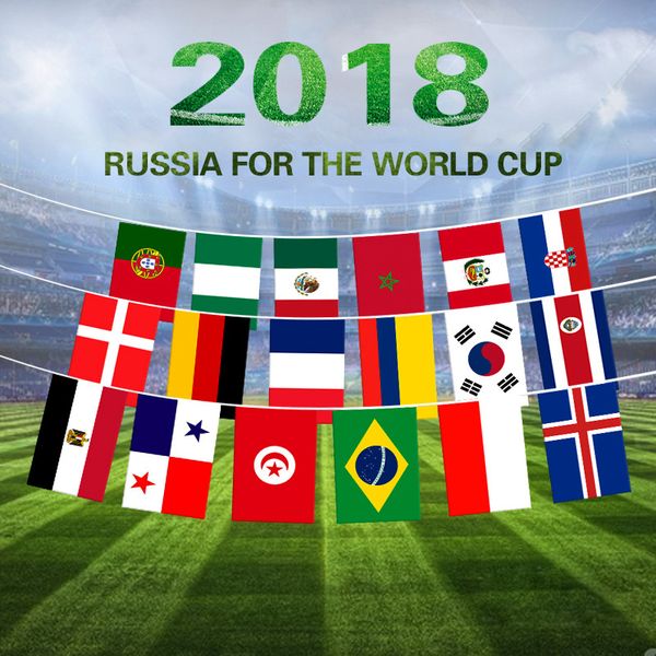 Russia 2018 World Cup Flag Football Cup 32 Countries String Flags