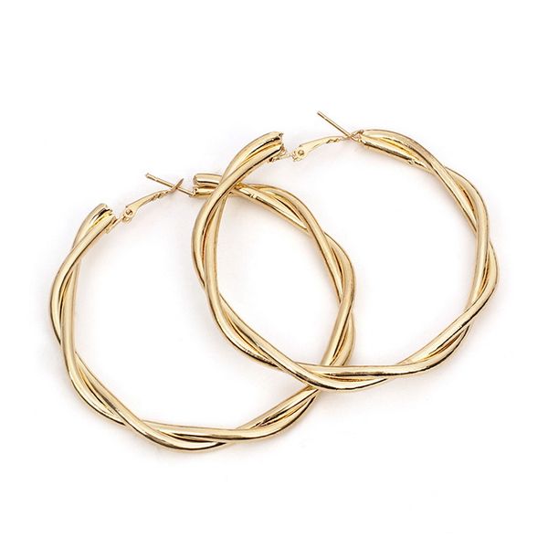 

european exaggerated aros twisted geometric hoop earrings for women big round circle statement earrings brincos jewelry ry147, Golden;silver