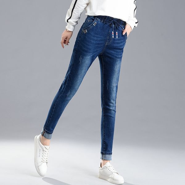 

women harem pants harem autumn korean version plus denim pants, Blue