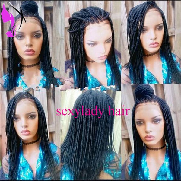 African American Braided Black Heat Resistant Fiber Box Braids