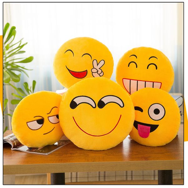 

8-12cm cute emoji smiley plush pendants cartoon facial qq expression cushion pillows embroidered yellow round emoji stuffed plush toy dolls