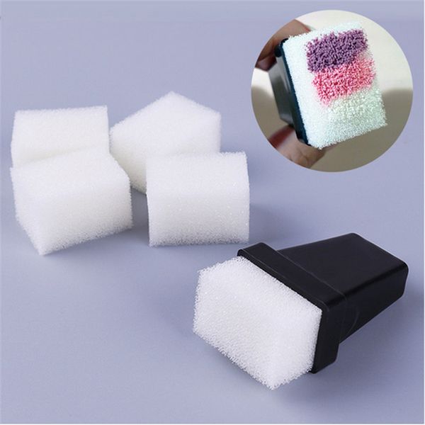 

5pcs hollow sponge and 1pc black sponge holder for gradient nail art manicure, White