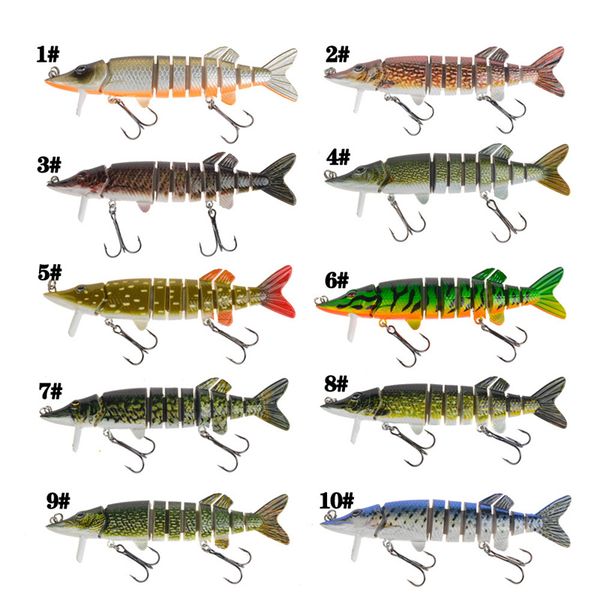 

new musky saltwater crankbaits baitfish fishing hooks 12.5cm 20g 9 segments lifelike vivid nice swimming fishing bait
