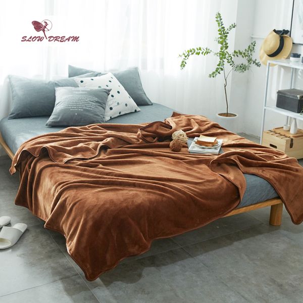 

slowdream brown flannel blanket throw soft print winter elegant blanket home textiles wrap super soft sleeping bed 6 size 1pcs