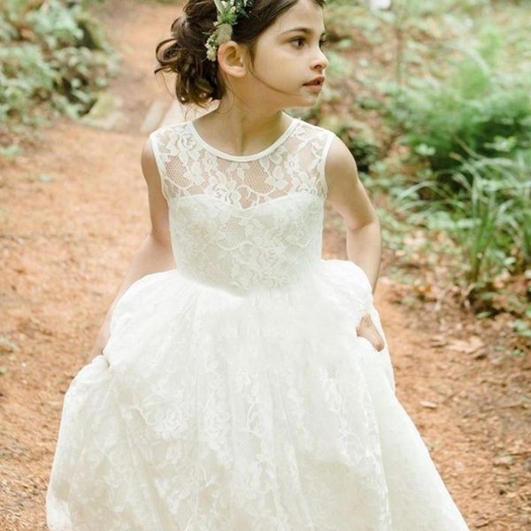 

lace a line flower girl dresses appliques cap sleeve jewel kids pageant gowns first communion dresses, White;blue