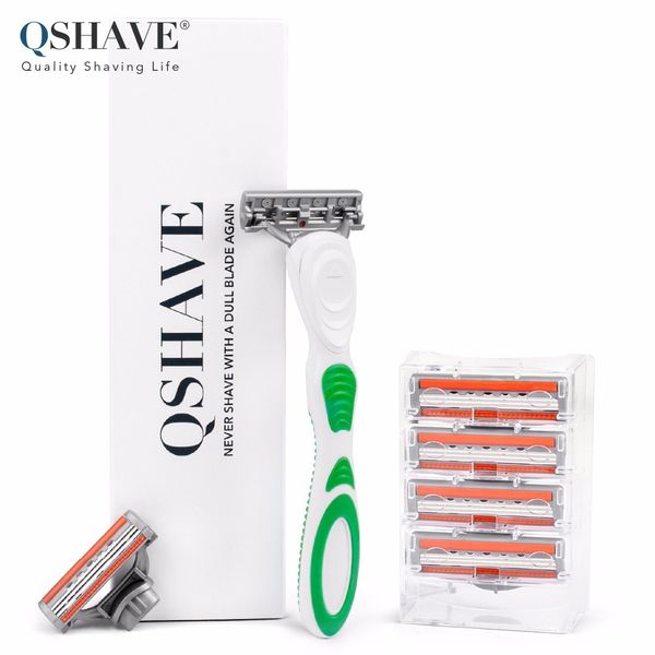

qshave green lady women shaving bikini razor birthday valentine girl sister gift present , 1pc razor handle & 6pcs x3 usa blade
