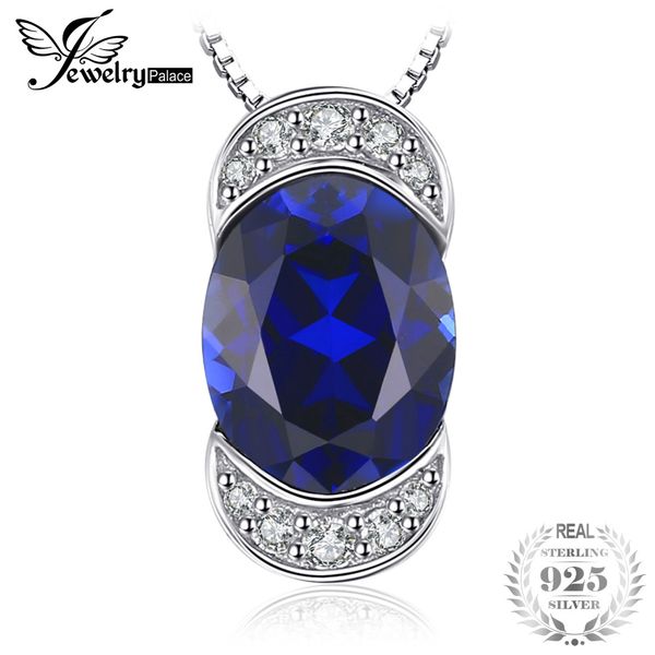 

jewelrypalace luxry 2.75ct oval-cut created sapphire pendant necklace charm 100% 925 sterling silver jewelry not include a chain
