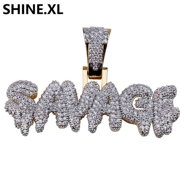 

Hip Hop Iced Out Письмо SAVAGE ожерелье позолоченный Micro Pave Кубический циркон ожерелье шарм