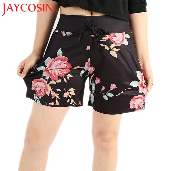 

jaycosin 2018 new women summer casual floral prints drawstring shorts dropshipping l630, White;black