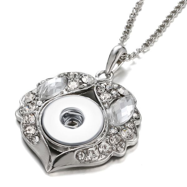

new styles snap button jewelry rhinestone heart angel wings 18mm ginger snap button necklace for women jewelry, Silver