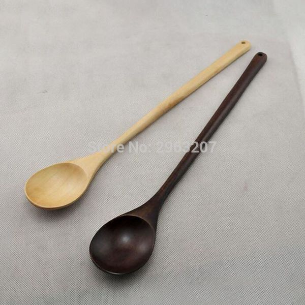 

100pcs long spoon wooden 33cm 13 inches natural wood long handle spoons for soup cooking stirrer kitchen tools