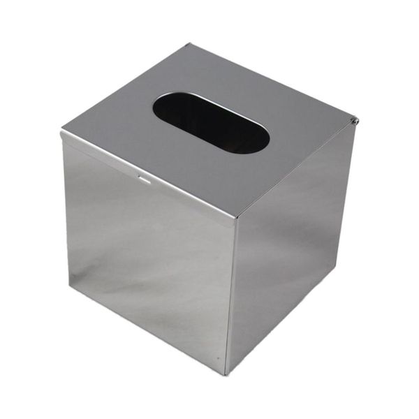 

stainless steel handkerchief dispenser cosmetic towel tissue box - silver