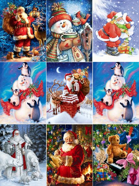 

diy diamond painting cross stitch kit rhinestone full round diamond embroidery santa claus christmas gift home mosaic decoration multi0005