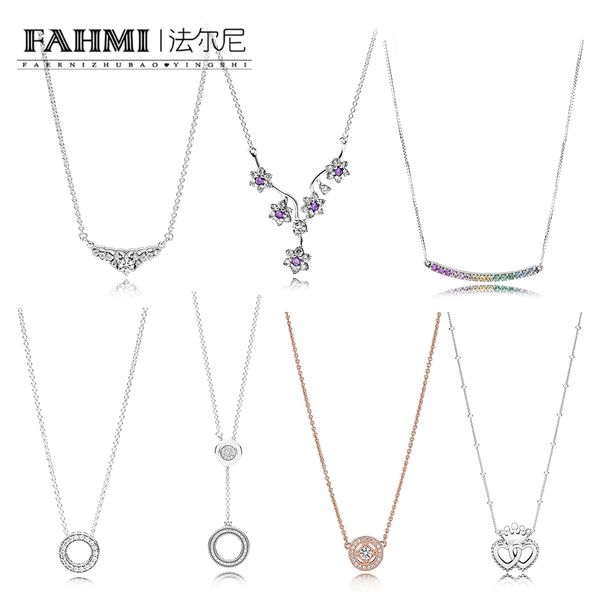 

фахми 100% 925 ожерелье подвески стерлинг silverrose vintage аллюр ожерелье fairytale tiara forget me purple hearts ожерелье, Silver