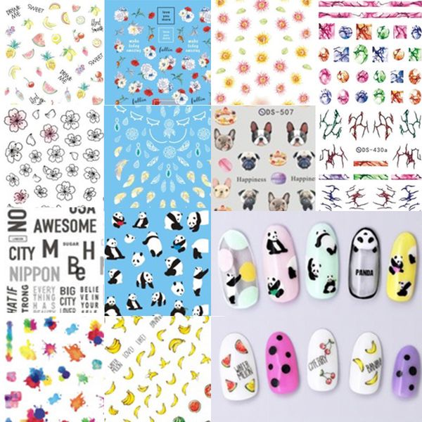 

new fashion 1sheet/set flower/animal/plant/cartoon nail decals diy manicure waterproof hollow designs nail stickers, Black