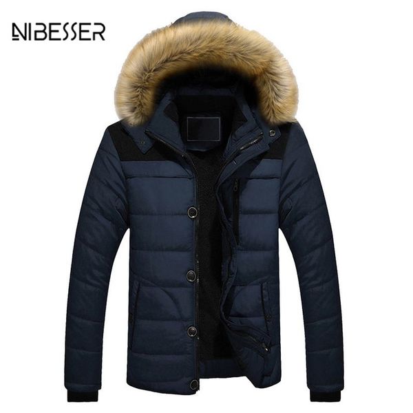 

nibesser male warm jacket casual hooded winter men cotton jacket plus velvet thickeningmen's jackets and costs men clothes 2018, Black;brown