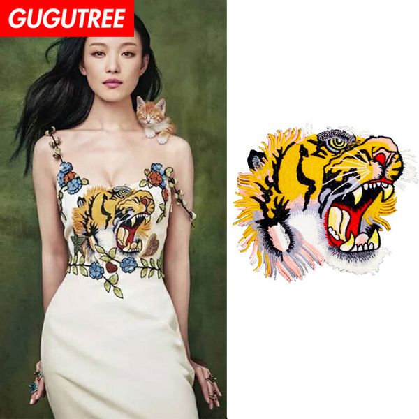 

gugutree embroidery big tiger patches animal patches badges applique patches for clothing bp-481, Black