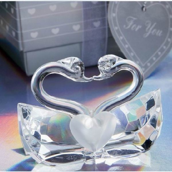 Yeni Romantik Düğün Iyilik ve Hediye K5 Kristal Öpüşme Kuğular Heykelcikler Gelin Duş Iyilik Kristal Swan SN1080