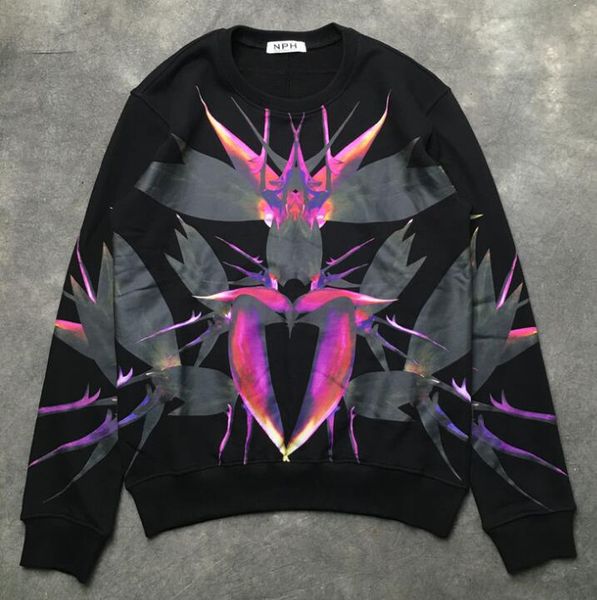 Acheter Automne Et Hiver Marée Marque Nouvelle Plante Fleur Paradis Oiseau Imprimé Pull Hommes Et Femmes Amoureux Coton Veste Manteau à Capuche Sweat