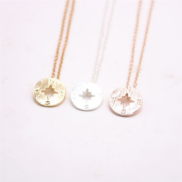

fashion 18k gold silver simple pendant geometric plane shapes necklace compass necklaces-gift for women