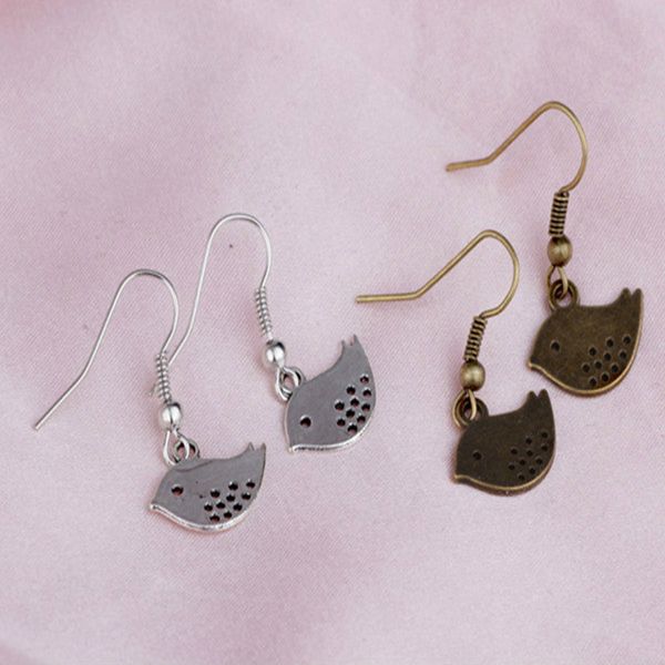 

горячий творческий сплав цинка древний серебряный бронзовый птичка очарование кулон мотаться серьги творческий женщина хэллоуин ювелирные из, Silver