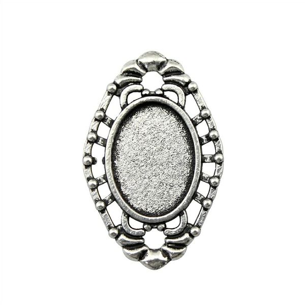 

15 pieces cabochon cameo base tray bezel blank jewelry materials strange single side double hanging inner size 13x18mm oval glass cabochons, Slivery;crystal