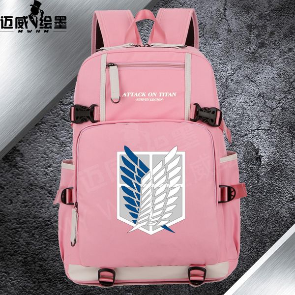 

2018 new attack on titan backpack anime jiyuu no tsubasa eren jaeger canvas women men shoulder travel bag teenage girl backpacks