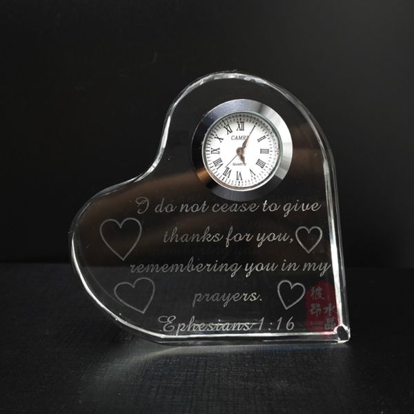 orologio a cuore in cristallo taglio eccellente cristallo brillante come regali di nozze omaggi per gli ospiti