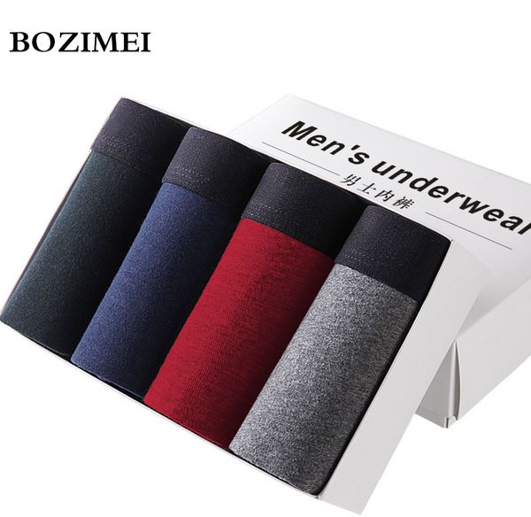 

4pcs/lot male panties cotton men's underwear boxers breathable man boxer solid underpants comfortable fashion new boxer shorts, Black;white