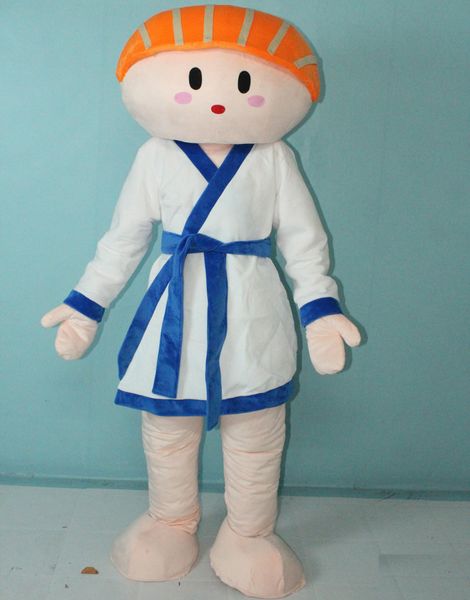 

2018 the head salmon sushi man mascot costume for to wear, Red;yellow