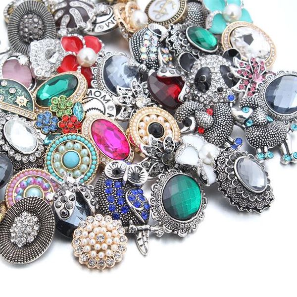

50pcs 2018 new 18mm snap jewelry mixed 50 designs metal snap buttons fit 18mm snap bracelet bangle earrings necklaces, Bronze;silver