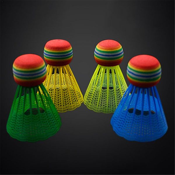 

10 pcs/pack badminton eva rainbow ball head nylon badminton feathers for game sport entertainment with transparent barrel