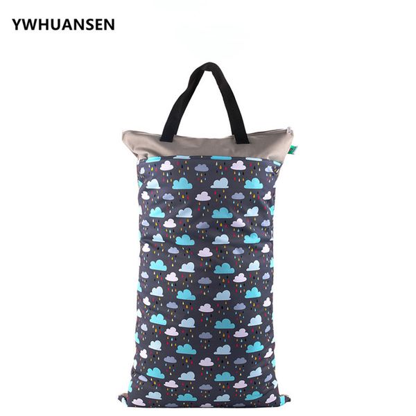 

ywhuansen 40*70cm super big capacity waterproof diaper bag with double zippered new print wetbag reusable baby cloth storage bag