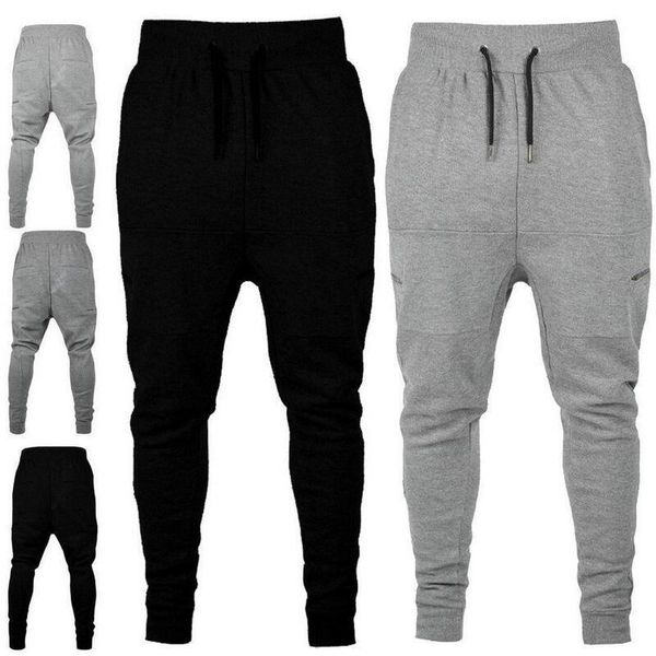 

new 2018 autumn winter casual elastic drawstring side zip harem pants joggers streetwear sweatpants leg pants pantalon hombre, Black