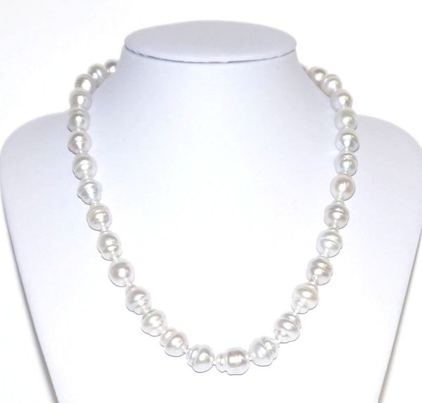 

enormous natural white south sea 11-13mm pearls 18" necklace, Silver