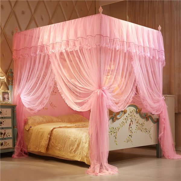 

larcolais lace palace royal princess style mosquito net bed valance sqaure bed curtain insect mesh canopy for home bedroom