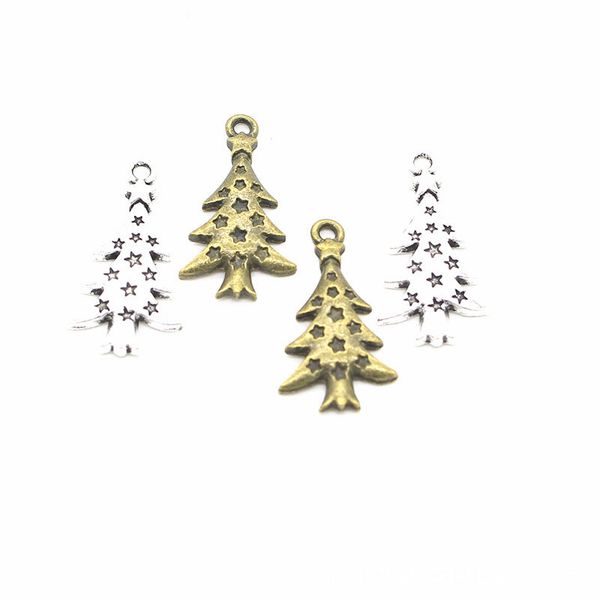 

bulk 300 pcs/ lot christmas tree charms 28*19mm good for christmas jewelry making, antique silver & antique bronze colors, Bronze;silver
