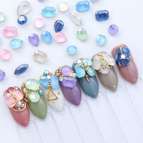 

20pcs mixed 5 shapes mocha nail art crystal rhinestone sets waterdrop horse eye 3d charms gem stone glitter decoration lam01, Silver;gold