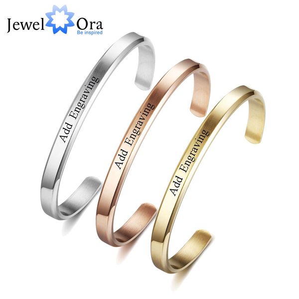 

6mm width personalized gift engraved name id bangle for women jewelry stainless steel bracelets & bangles (jewelora ba102300, Black