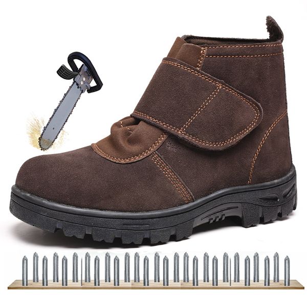 

men outdoor work safe shoes men safety shoes steel toe cap steel insole wear-resisting cow suede safety boots, Black