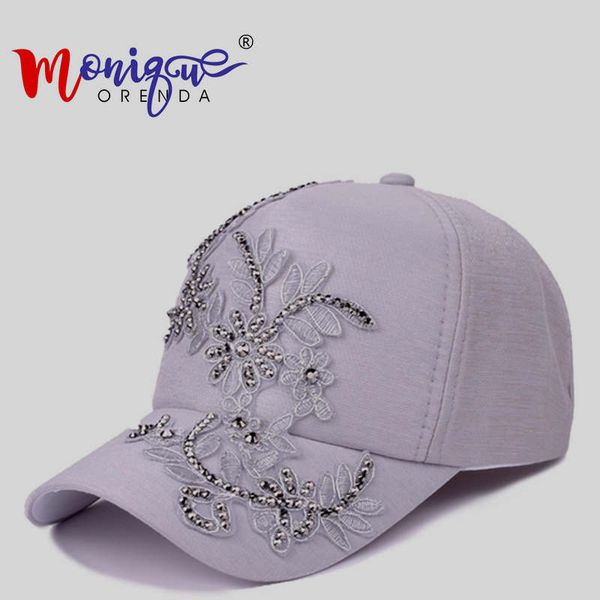 

silver flower bud silk baseball caps women fashion leisure sun hat in summer personality beach casquette for girls apline cap, Blue;gray